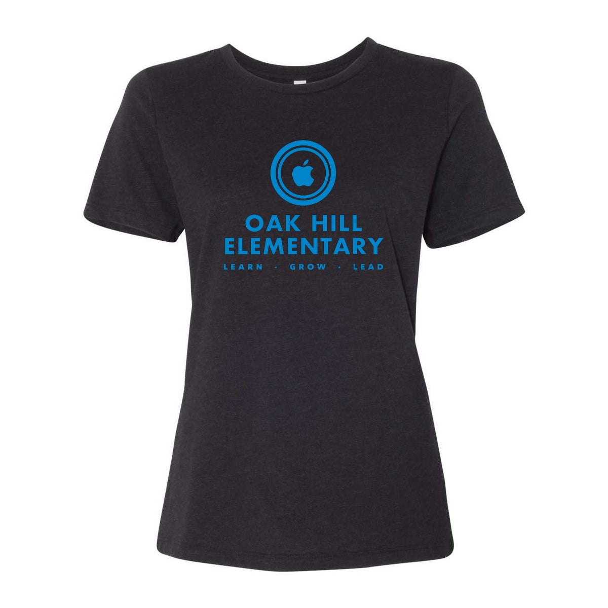 BELLA + CANVAS Women's Relaxed Fit Heather CVC Tee - Black Heather - Front