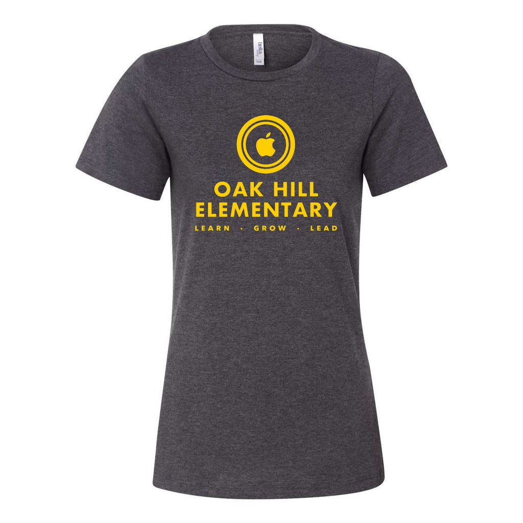 BELLA + CANVAS Women's Relaxed Fit Heather CVC Tee - Dark Grey Heather - Front