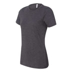 BELLA + CANVAS Women's Relaxed Fit Heather CVC Tee - Dark Grey Heather - Side