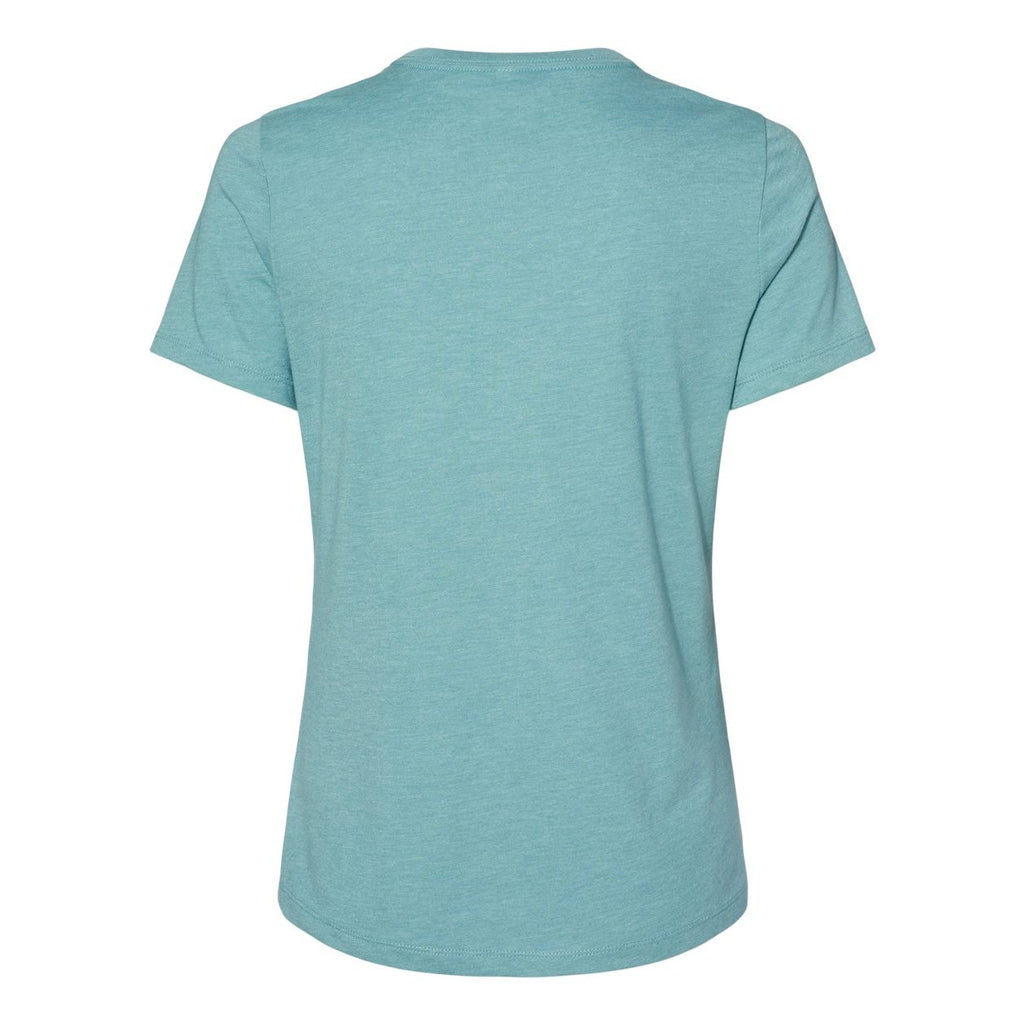 BELLA + CANVAS Women's Relaxed Fit Heather CVC Tee - Heather Blue Lagoon - Back