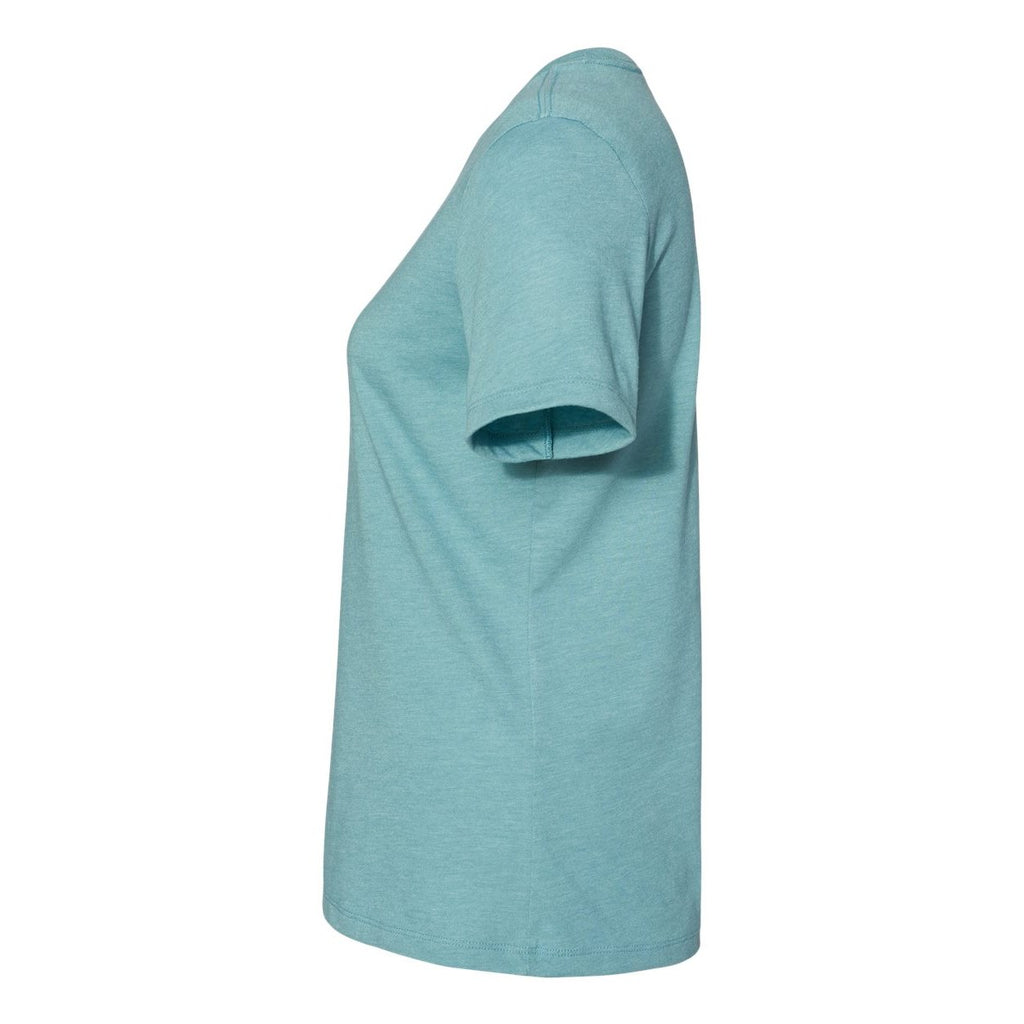 BELLA + CANVAS Women's Relaxed Fit Heather CVC Tee - Heather Blue Lagoon - Direct Side