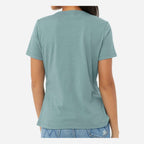 BELLA + CANVAS Women's Relaxed Fit Heather CVC Tee - Heather Blue Lagoon - On Model Back