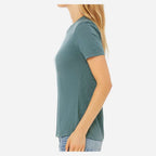BELLA + CANVAS Women's Relaxed Fit Heather CVC Tee - Heather Deep Teal - On Model Side