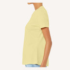 BELLA + CANVAS Women's Relaxed Fit Heather CVC Tee - Heather French Vanilla - On Model Side