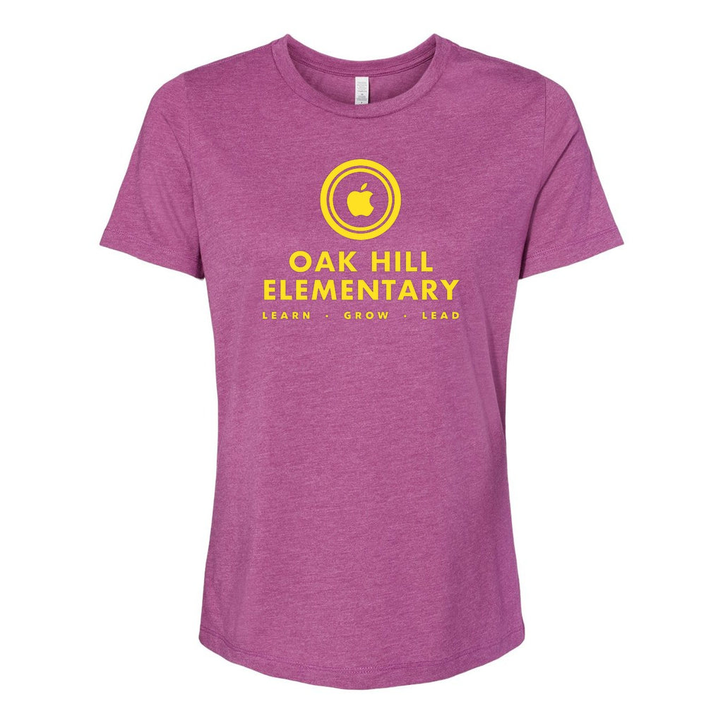 BELLA + CANVAS Women's Relaxed Fit Heather CVC Tee - Heather Magenta - Front
