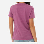 BELLA + CANVAS Women's Relaxed Fit Heather CVC Tee - Heather Magenta - On Model Back