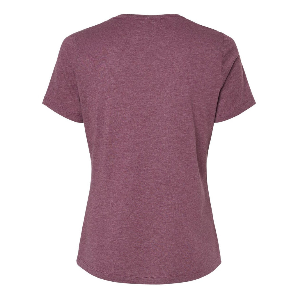 BELLA + CANVAS Women's Relaxed Fit Heather CVC Tee - Heather Maroon - Back