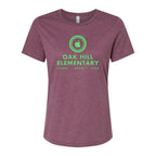 BELLA + CANVAS Women's Relaxed Fit Heather CVC Tee - Heather Maroon - Front