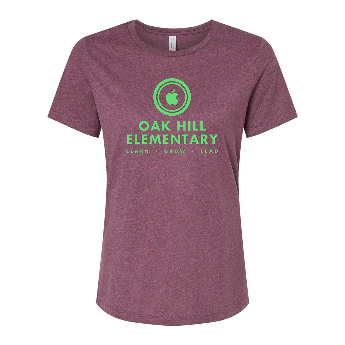 BELLA + CANVAS Women's Relaxed Fit Heather CVC Tee - Heather Maroon - Front