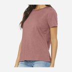 BELLA + CANVAS Women's Relaxed Fit Heather CVC Tee - Heather Mauve - On Model Side