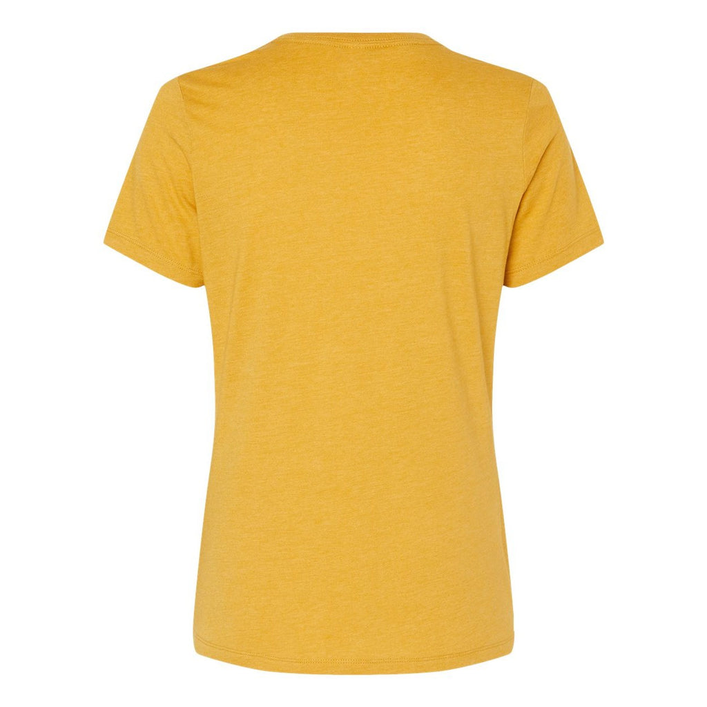 BELLA + CANVAS Women's Relaxed Fit Heather CVC Tee - Heather Mustard - Back