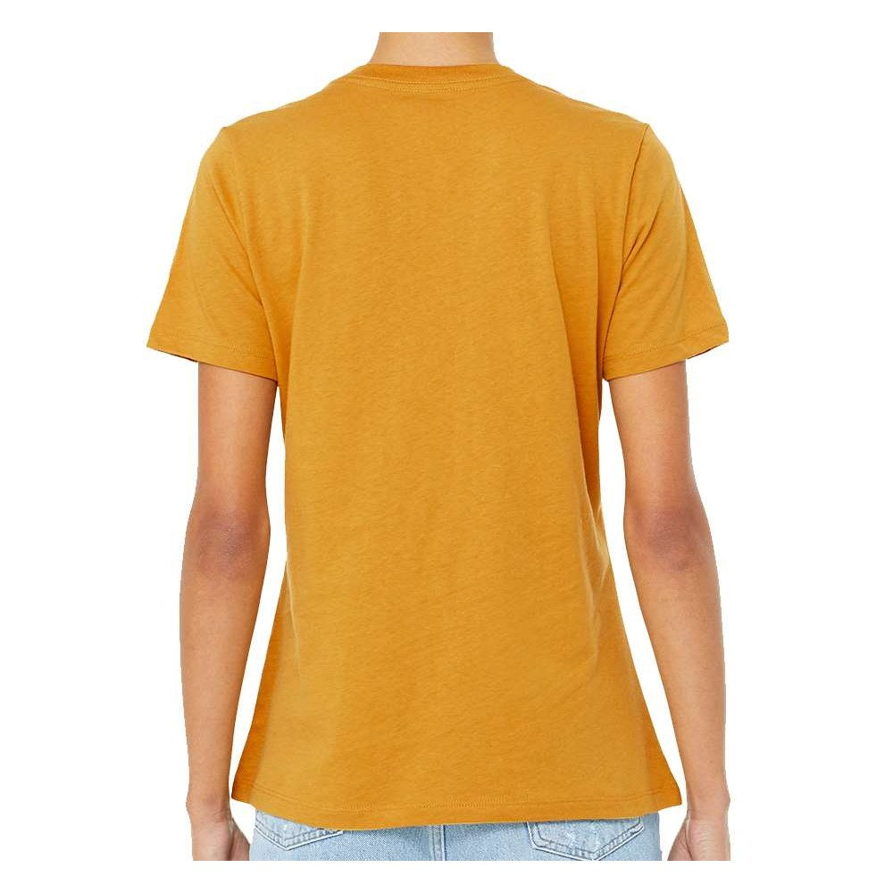 BELLA + CANVAS Women's Relaxed Fit Heather CVC Tee - Heather Mustard - On Model Back