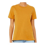 BELLA + CANVAS Women's Relaxed Fit Heather CVC Tee - Heather Mustard - On Model Front