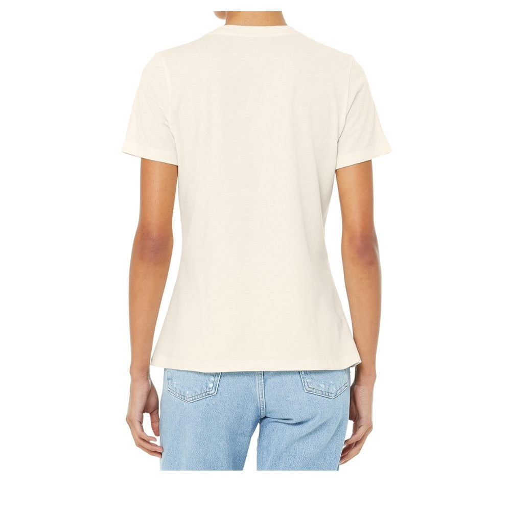 BELLA + CANVAS Women's Relaxed Fit Heather CVC Tee - Heather Natural - On Model Back