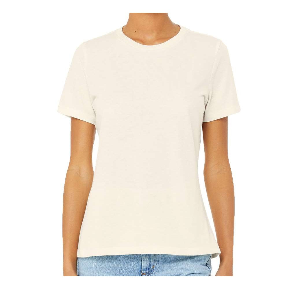 BELLA + CANVAS Women's Relaxed Fit Heather CVC Tee - Heather Natural - On Model Front