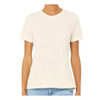 BELLA + CANVAS Women's Relaxed Fit Heather CVC Tee - Heather Natural - On Model Front