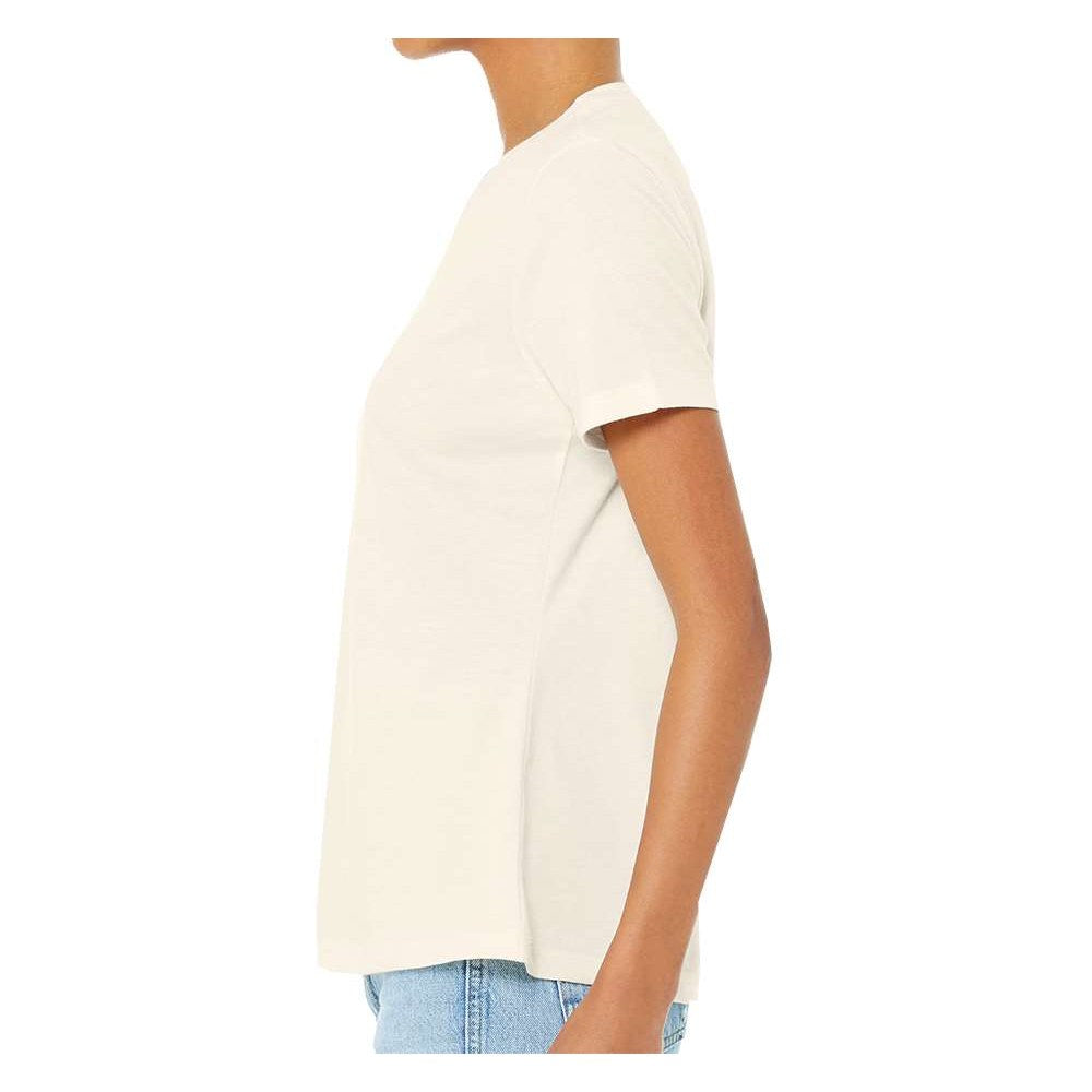 BELLA + CANVAS Women's Relaxed Fit Heather CVC Tee - Heather Natural - On Model Side