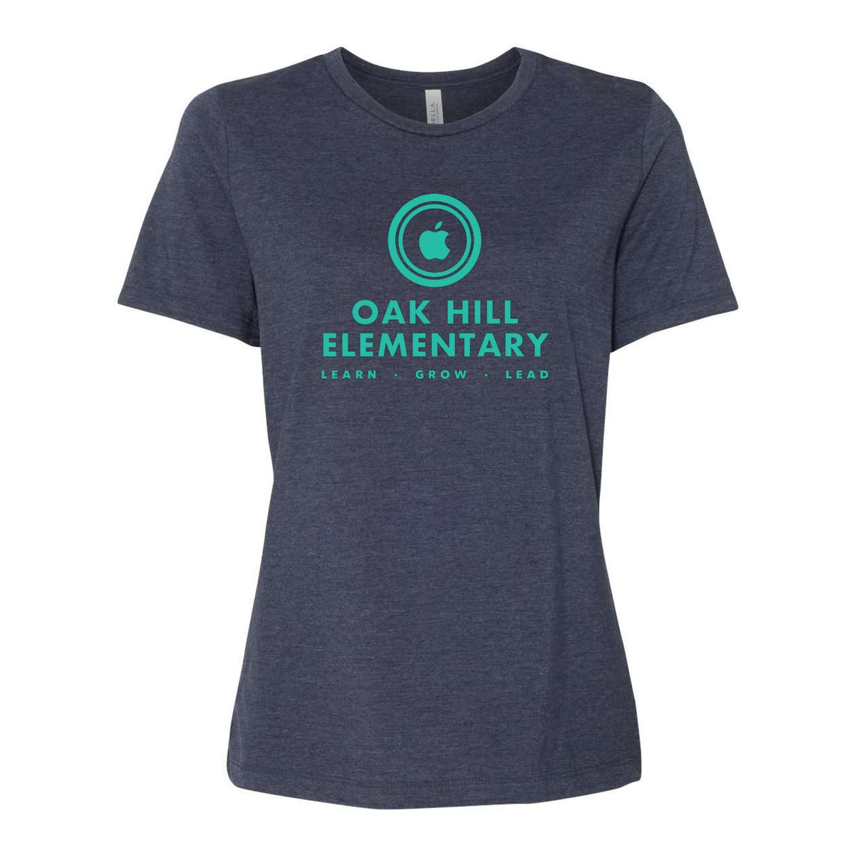BELLA + CANVAS Women's Relaxed Fit Heather CVC Tee - Heather Navy - Front