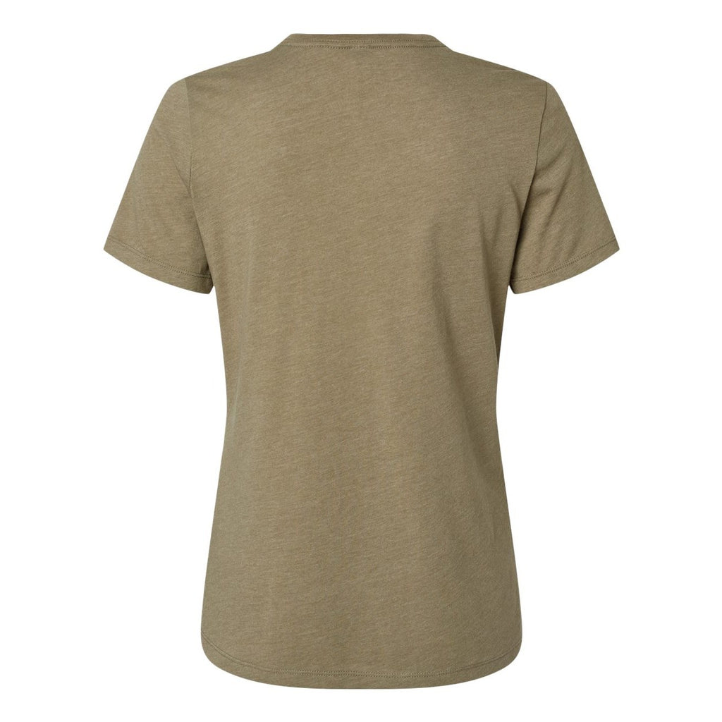 BELLA + CANVAS Women's Relaxed Fit Heather CVC Tee - Heather Olive - Back