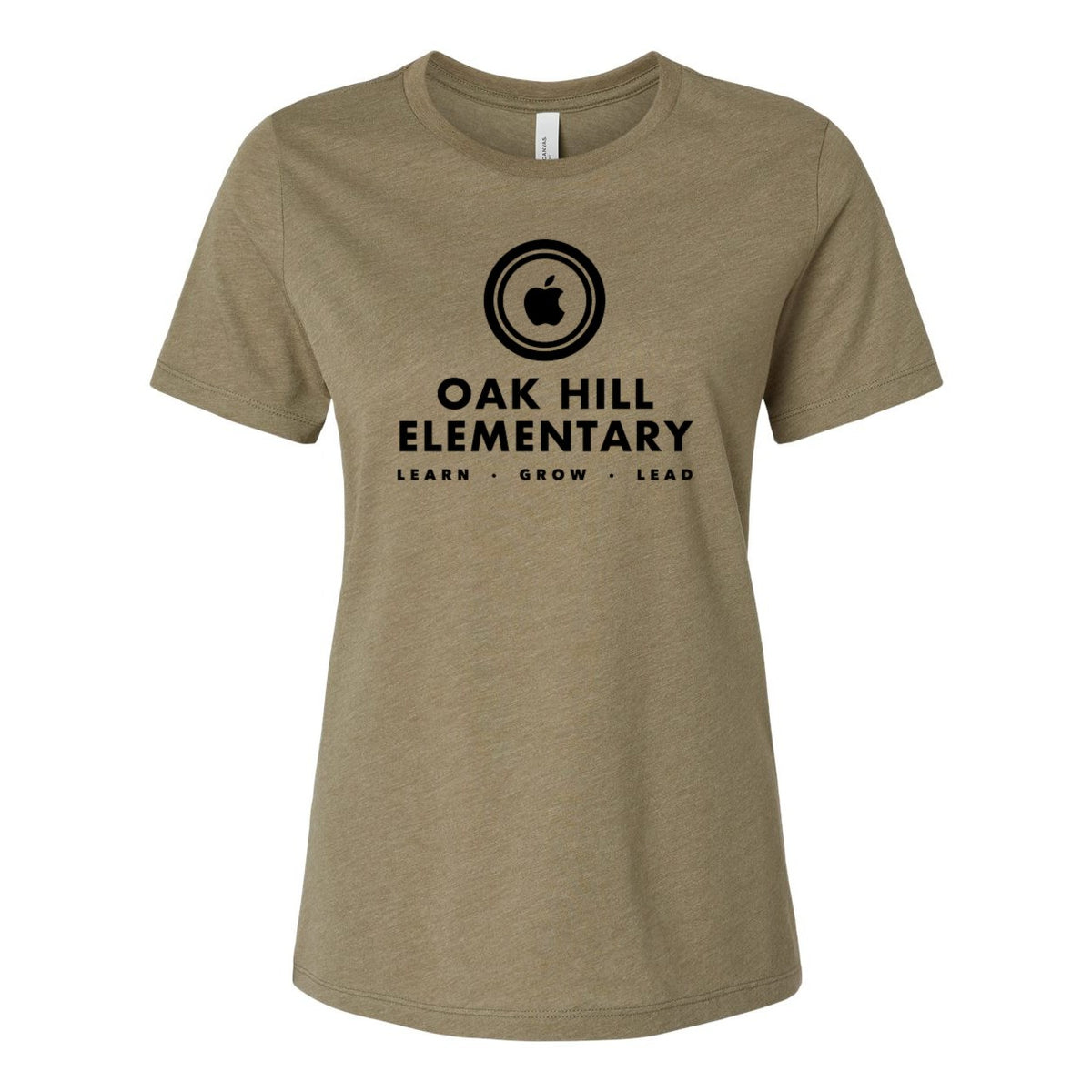 BELLA + CANVAS Women's Relaxed Fit Heather CVC Tee - Heather Olive - Front