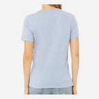 BELLA + CANVAS Women's Relaxed Fit Heather CVC Tee - Heather Prism Blue - On Model Back