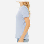 BELLA + CANVAS Women's Relaxed Fit Heather CVC Tee - Heather Prism Blue - On Model Side
