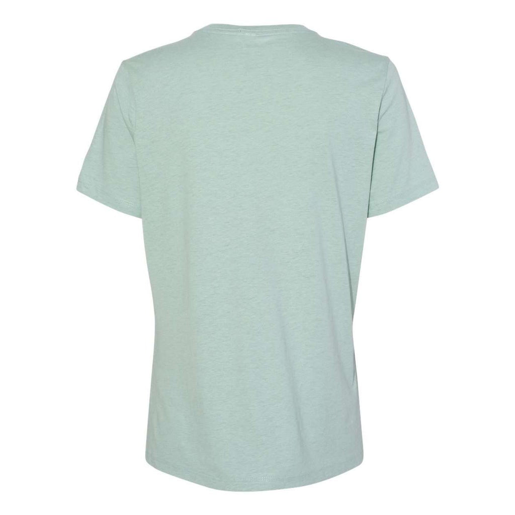 BELLA + CANVAS Women's Relaxed Fit Heather CVC Tee - Heather Prism Dusty Blue - Back
