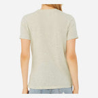 BELLA + CANVAS Women's Relaxed Fit Heather CVC Tee - Heather Prism Natural - On Model Back