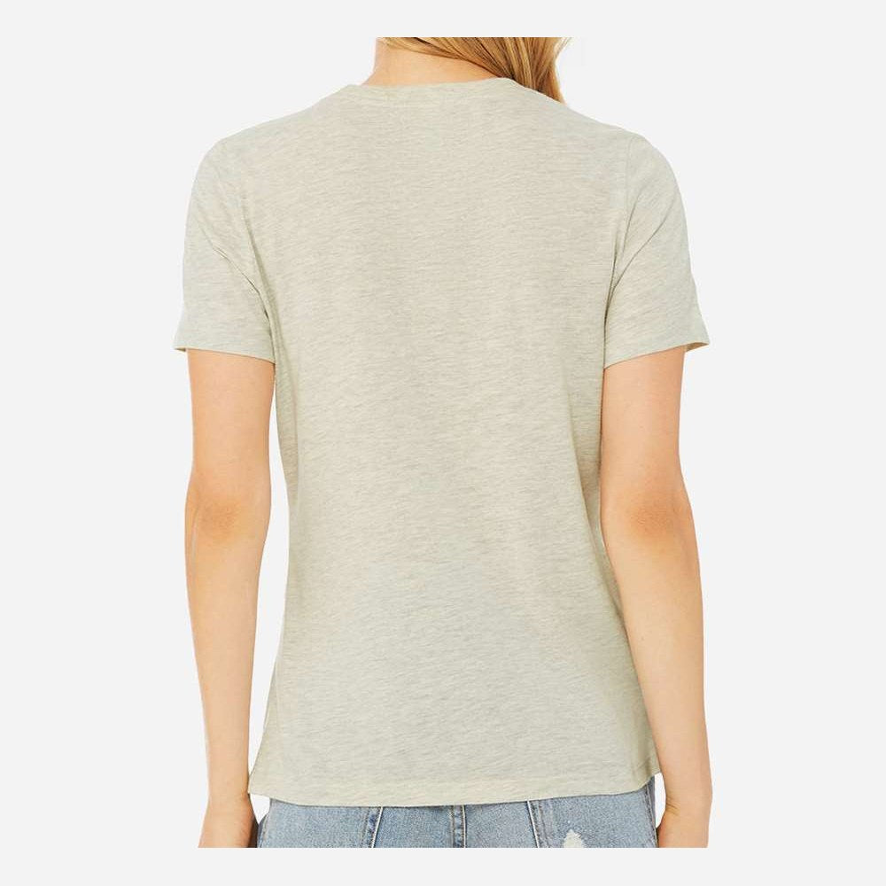 BELLA + CANVAS Women's Relaxed Fit Heather CVC Tee - Heather Prism Natural - On Model Back
