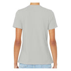 BELLA + CANVAS Women's Relaxed Fit Heather CVC Tee - Heather Silver - On Model Back