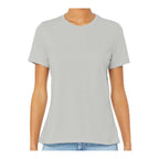 BELLA + CANVAS Women's Relaxed Fit Heather CVC Tee - Heather Silver - On Model Front
