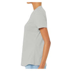 BELLA + CANVAS Women's Relaxed Fit Heather CVC Tee - Heather Silver - On Model Side