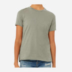 BELLA + CANVAS Women's Relaxed Fit Heather CVC Tee - Heather Stone - On Model Front