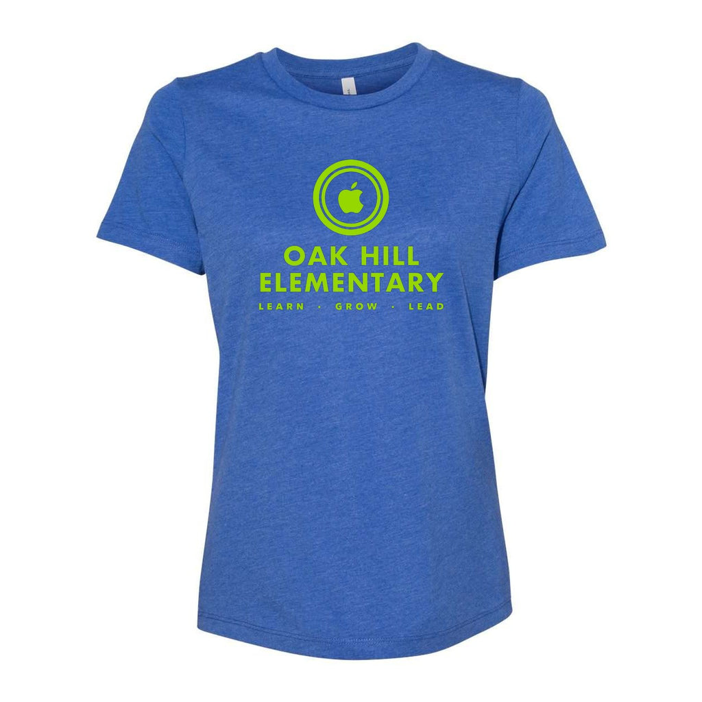 BELLA + CANVAS Women's Relaxed Fit Heather CVC Tee - Heather True Royal - Front