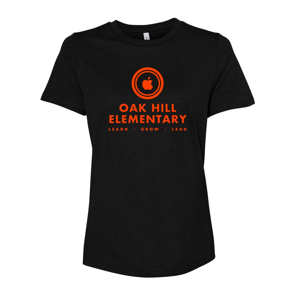BELLA + CANVAS Women's Relaxed Fit Heather CVC Tee - Solid Black Blend - Front