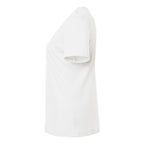 BELLA + CANVAS Women's Relaxed Fit Heather CVC Tee - Solid White Blend - Direct Side
