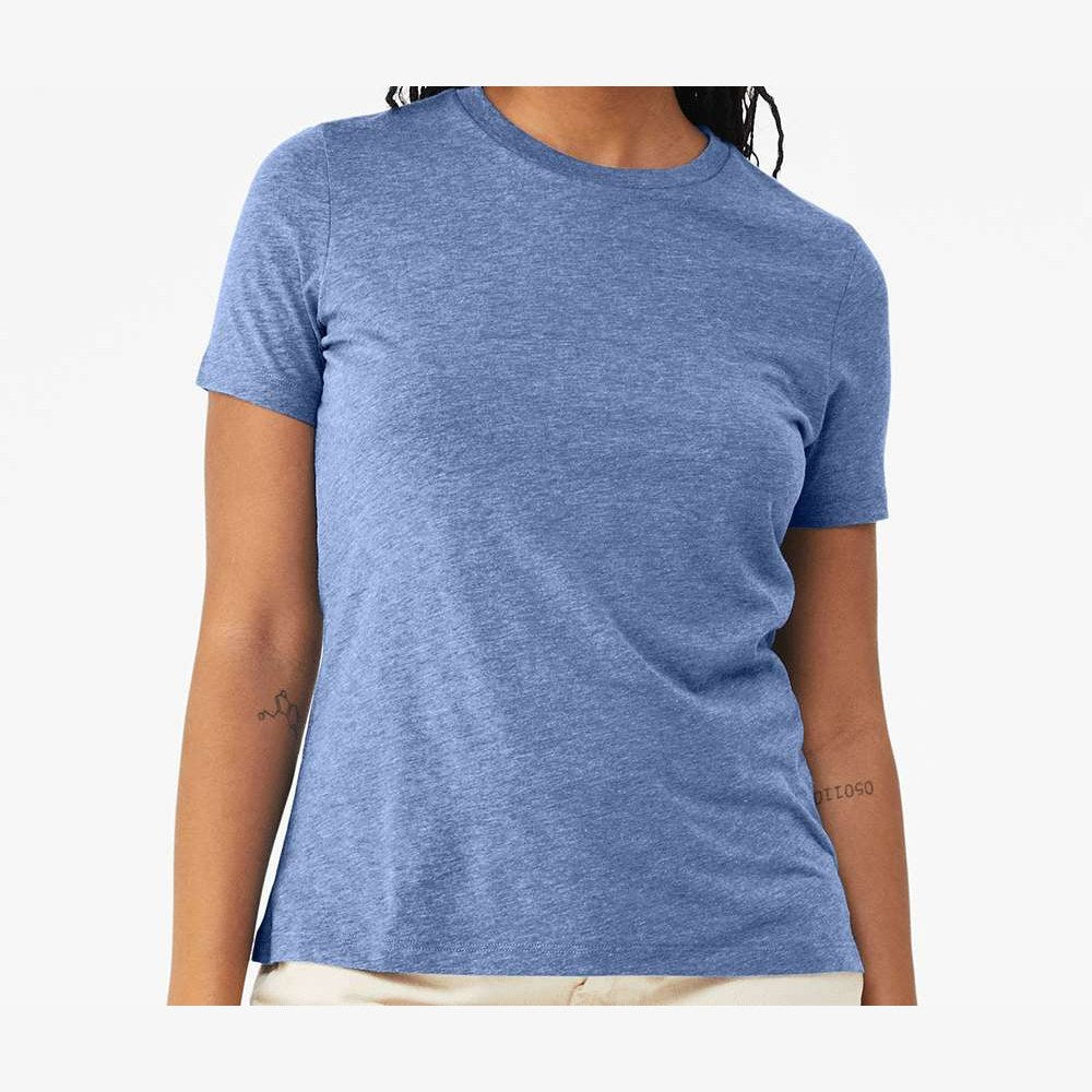 BELLA + CANVAS Women's Relaxed Fit Triblend Tee - Blue Triblend - On Model Front