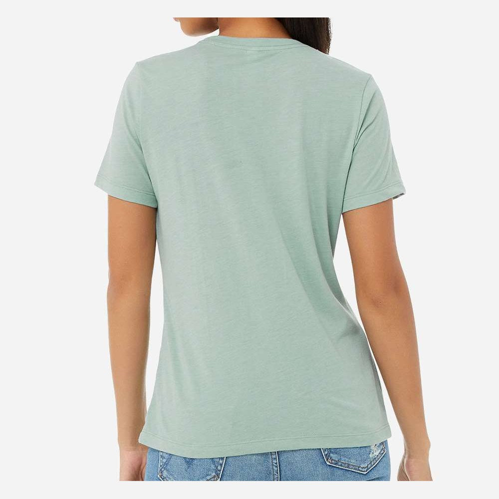 BELLA + CANVAS Women's Relaxed Fit Triblend Tee - Dusty Blue Triblend - On Model Back