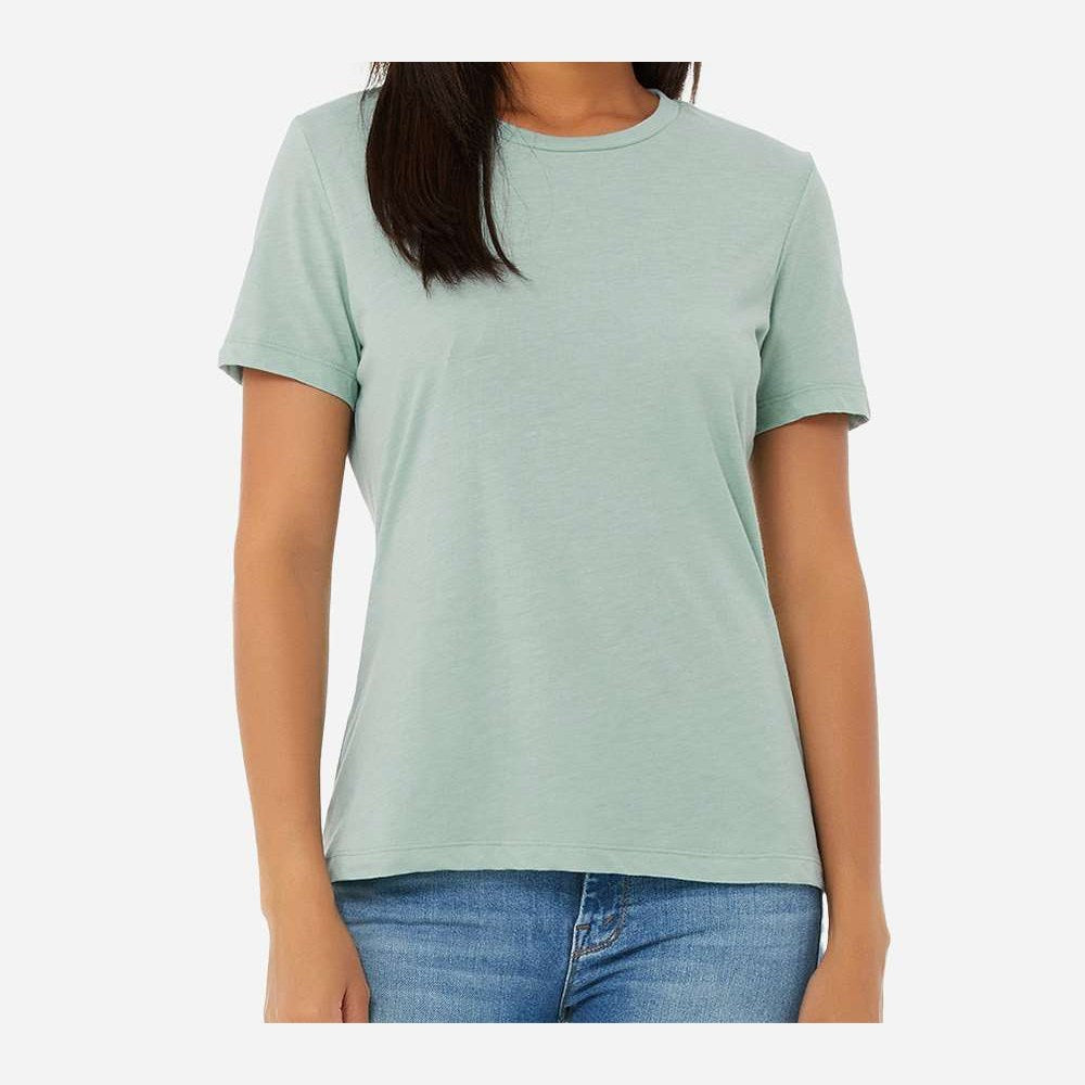 BELLA + CANVAS Women's Relaxed Fit Triblend Tee - Dusty Blue Triblend - On Model Front