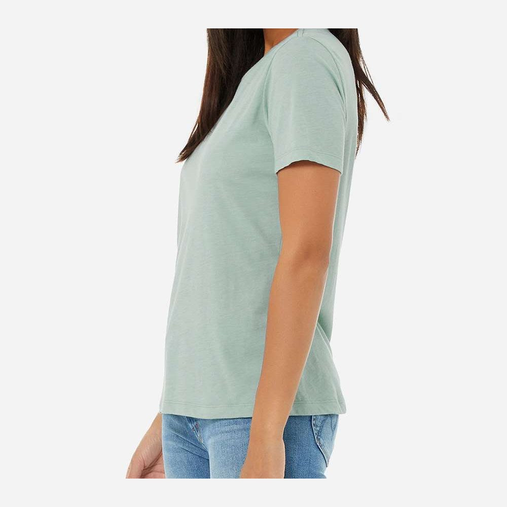 BELLA + CANVAS Women's Relaxed Fit Triblend Tee - Dusty Blue Triblend - On Model Side