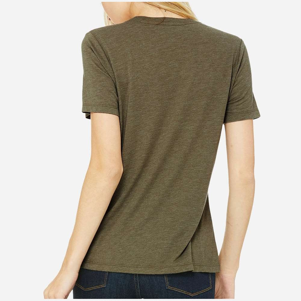 BELLA + CANVAS Women's Relaxed Fit Triblend Tee - Olive Triblend - On Model Back