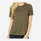 BELLA + CANVAS Women's Relaxed Fit Triblend Tee - Olive Triblend - On Model Front