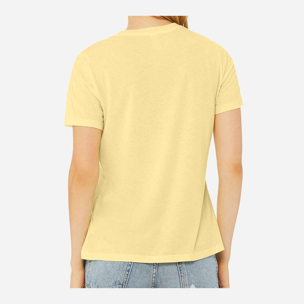 BELLA + CANVAS Women's Relaxed Fit Triblend Tee - Pale Yellow Triblend - On Model Back