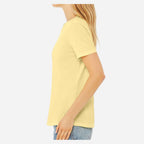 BELLA + CANVAS Women's Relaxed Fit Triblend Tee - Pale Yellow Triblend - On Model Side