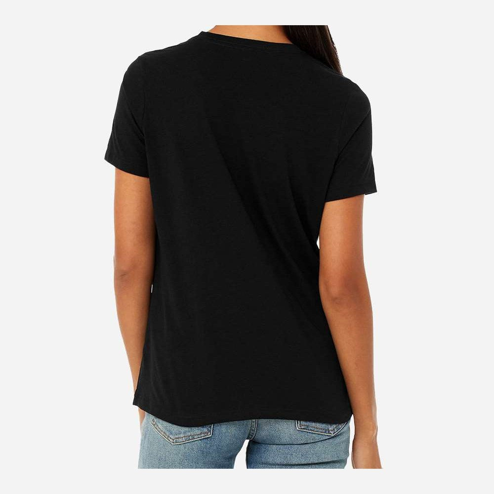 BELLA + CANVAS Women's Relaxed Fit Triblend Tee - Solid Black Triblend - On Model Back