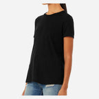 BELLA + CANVAS Women's Relaxed Fit Triblend Tee - Solid Black Triblend - On Model Side