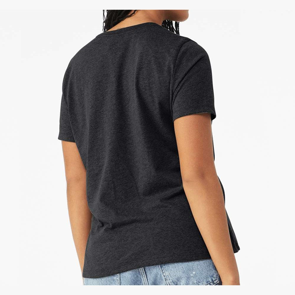 BELLA + CANVAS Women's Relaxed Fit Triblend Tee - Solid Dark Grey Triblend - On Model Back