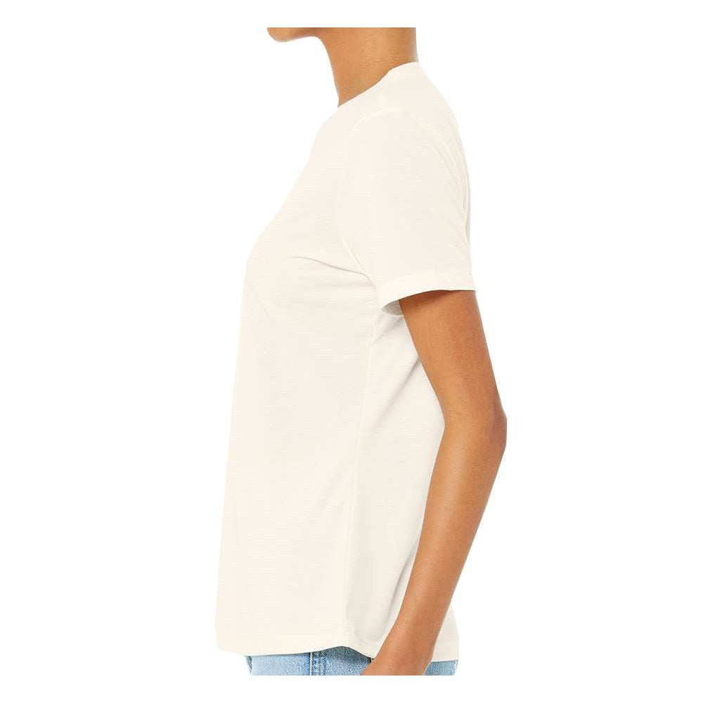 BELLA + CANVAS Women's Relaxed Fit Triblend Tee - Solid Natural Triblend - On Model Side