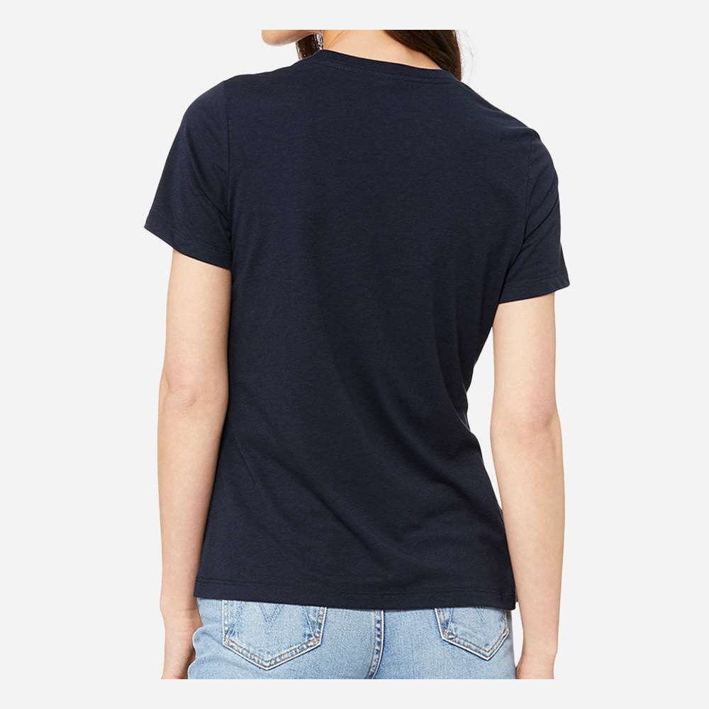 BELLA + CANVAS Women's Relaxed Fit Triblend Tee - Solid Navy Triblend - On Model Back