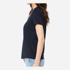 BELLA + CANVAS Women's Relaxed Fit Triblend Tee - Solid Navy Triblend - On Model Side